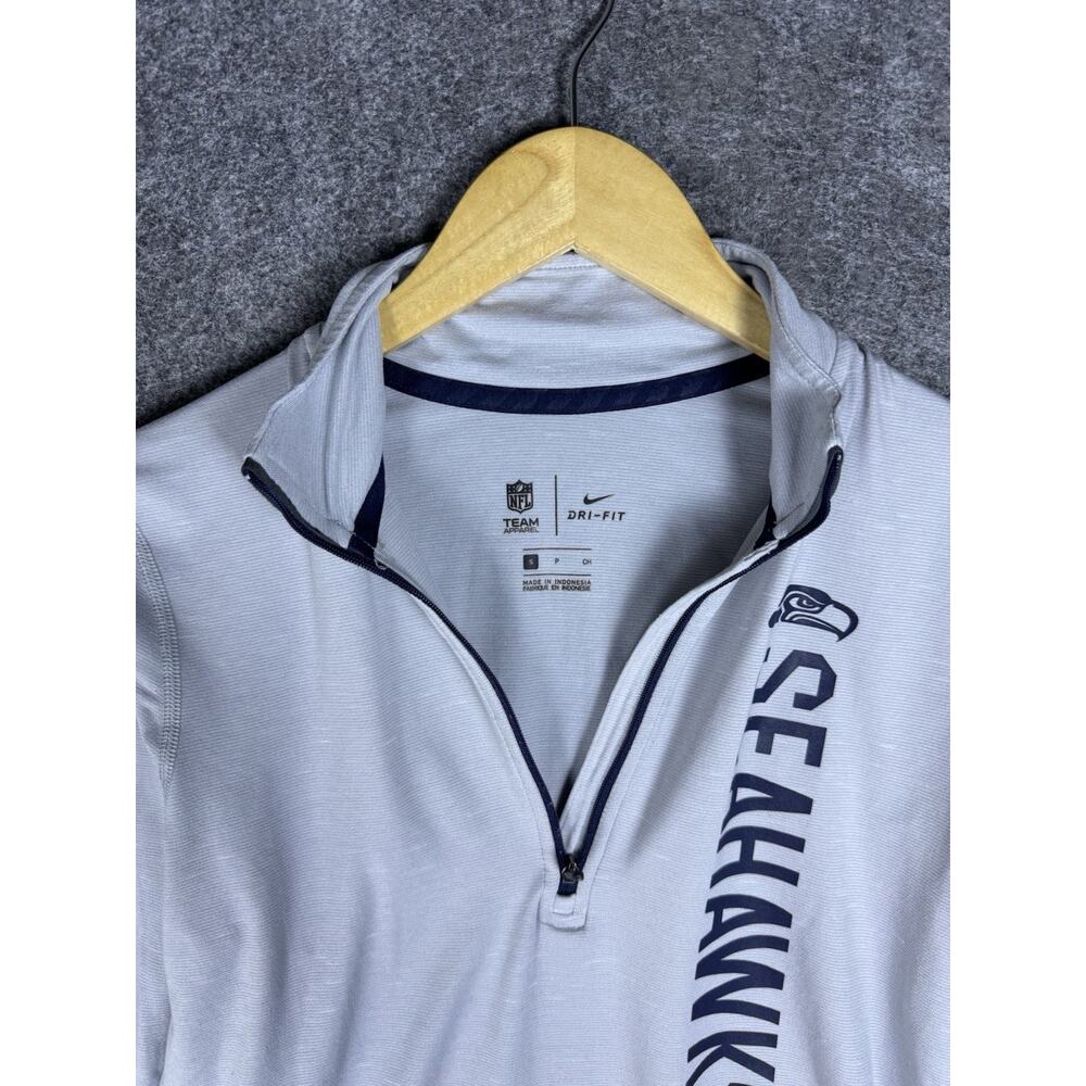 Seattle Seahawks Sweater Men S Gray NFL Football Nike Dri-FIT 1/4 Zip Pullover - Picture 8 of 12